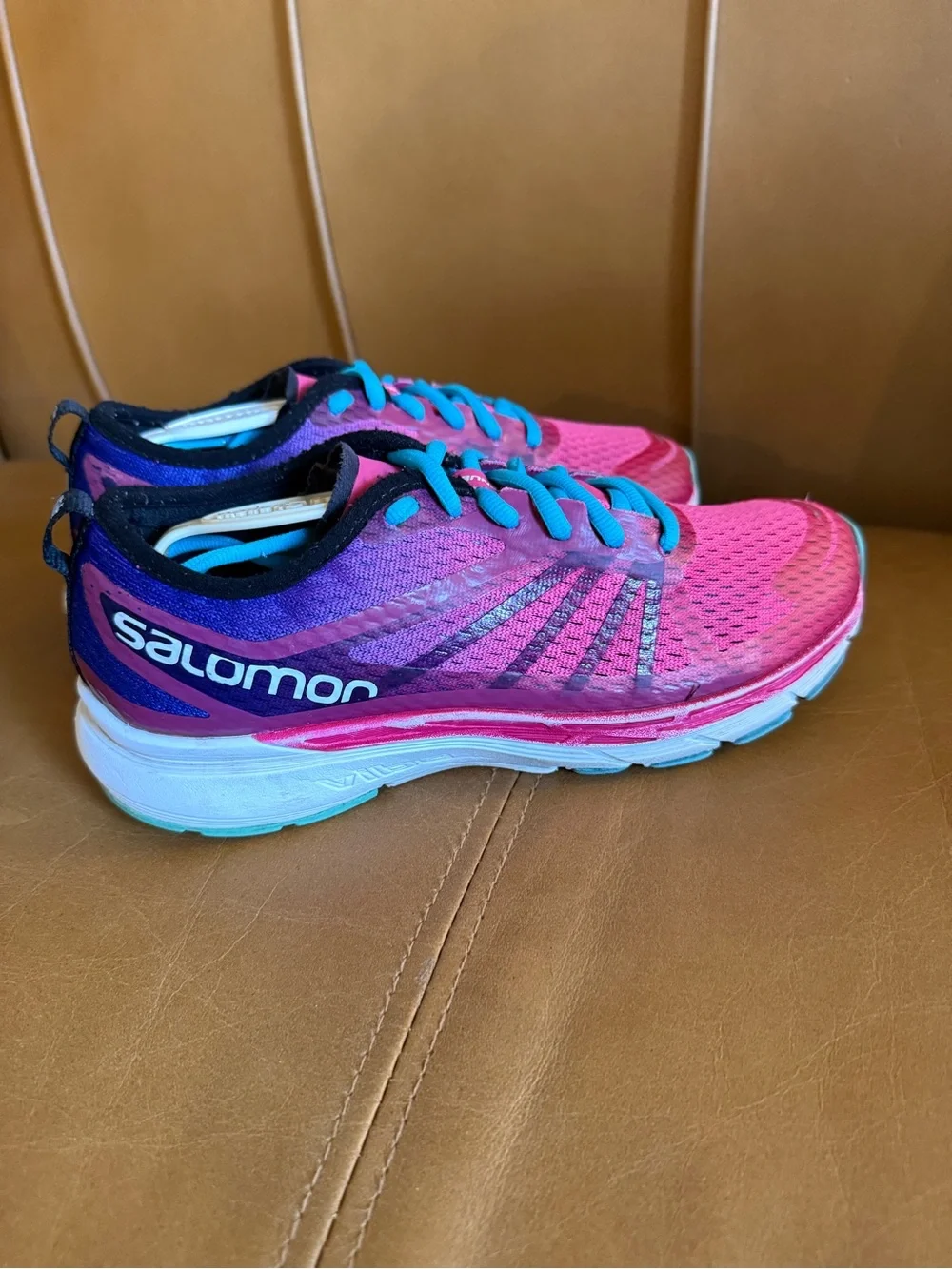 Salomon Sonic RA Pro Women's Vibrant Pink and Teal Athletic Shoes, Womens Size 6